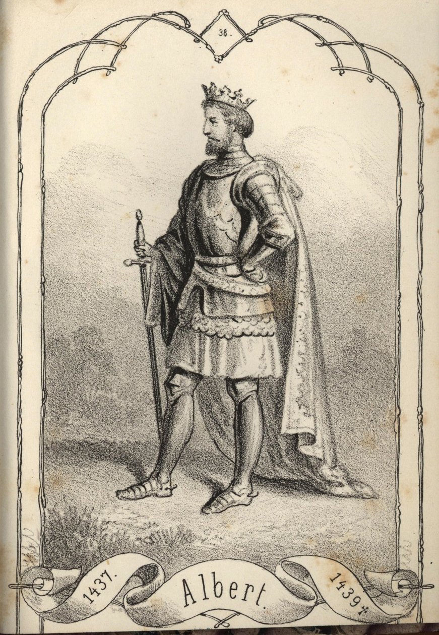 Nagyképű Albert 1397-1439, magyar és horvát király alkotó: Béla Vizkelety