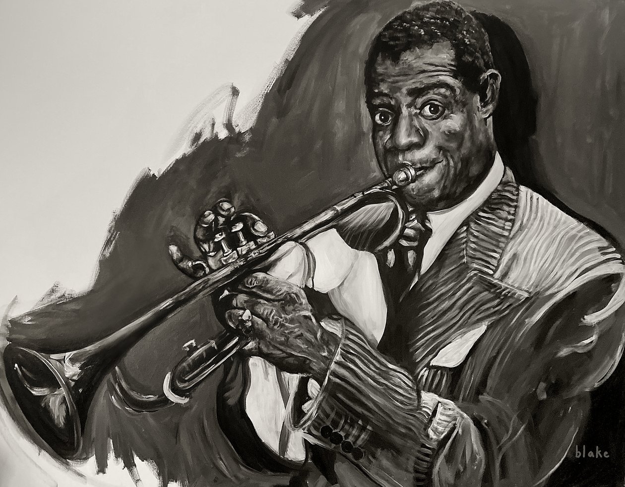 Louis Armstrong, 2021 körül (akril, vászon) alkotó: Blake Munch