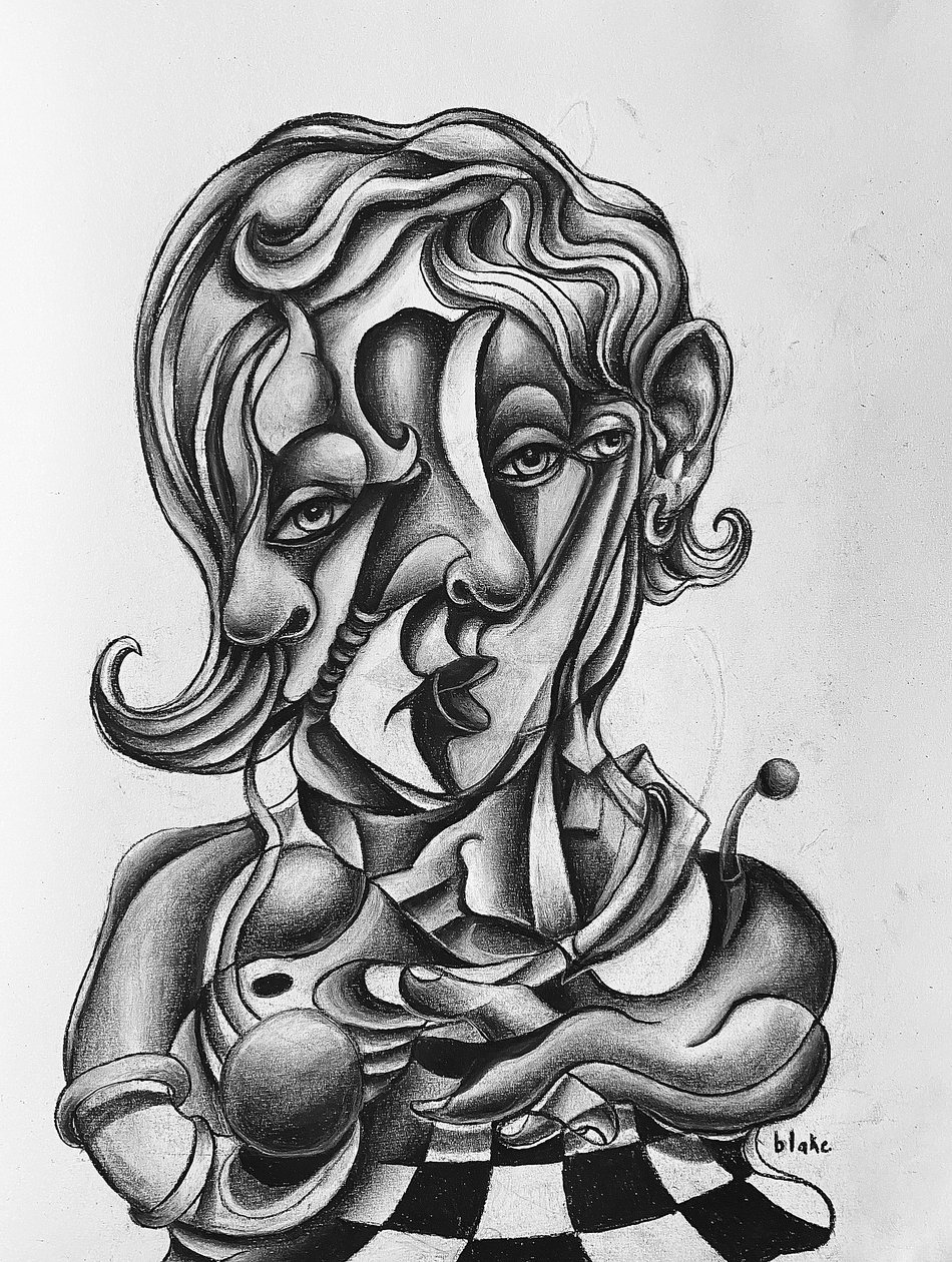 Picasso Reflecting, 2021 körül (faszén papíron) alkotó: Blake Munch