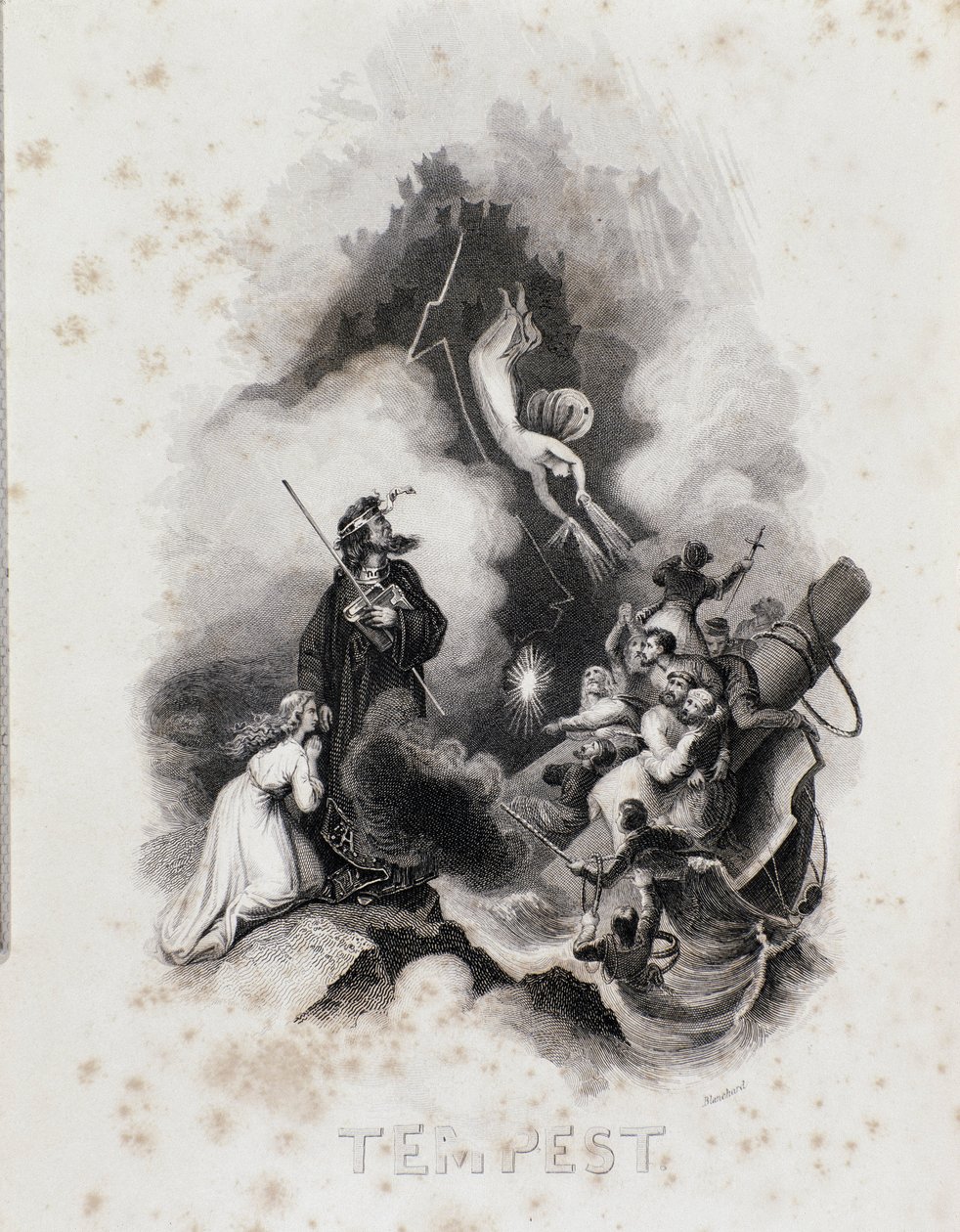 Blanchard-metszet William Shakespeare A vihar című művének első felvonásához (metszet alkotó: Blanchard Blanchard
