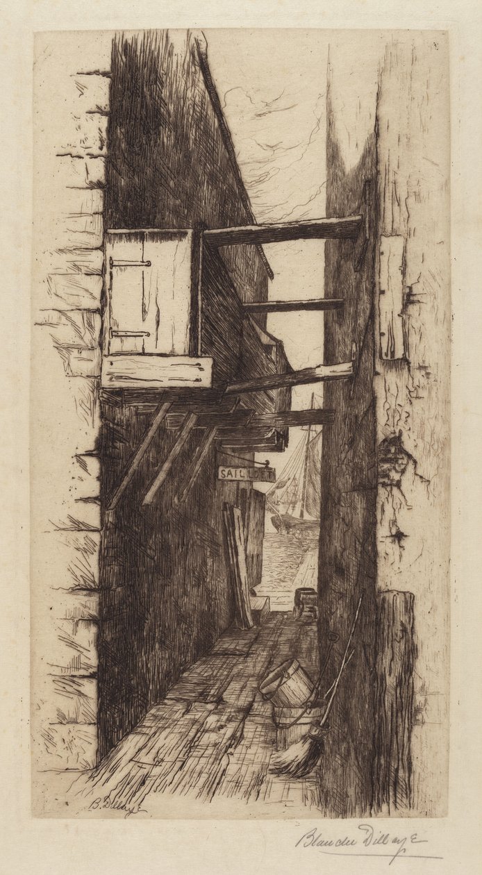 Untitled (sikátor, kilátással a kikötőre) alkotó: Blanche Dillaye