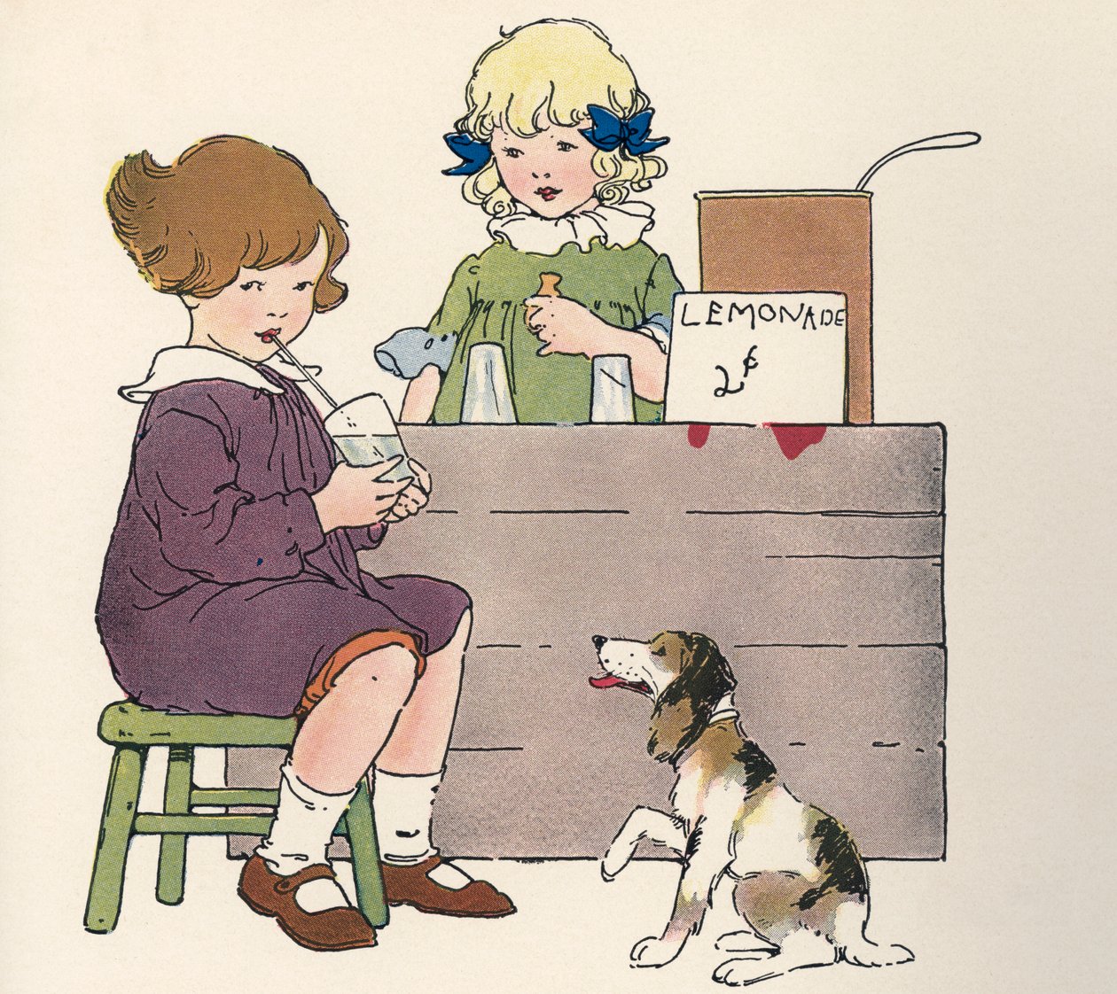 Fiatal Lányok A Limonádé Standjukon alkotó: Blanche Fisher Wright