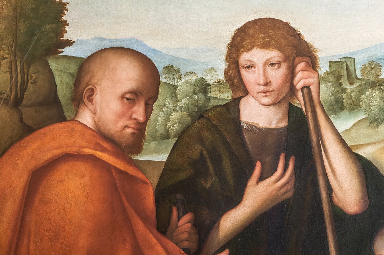 A Pásztorok imádása Madonna Kis Jézussal és két pásztorral, 2384594 részlet alkotó: Boccaccio Boccaccino