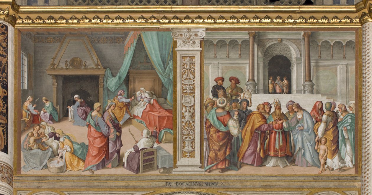 A Szűz születése és a Szűzanya házassága alkotó: Boccaccio Boccaccino