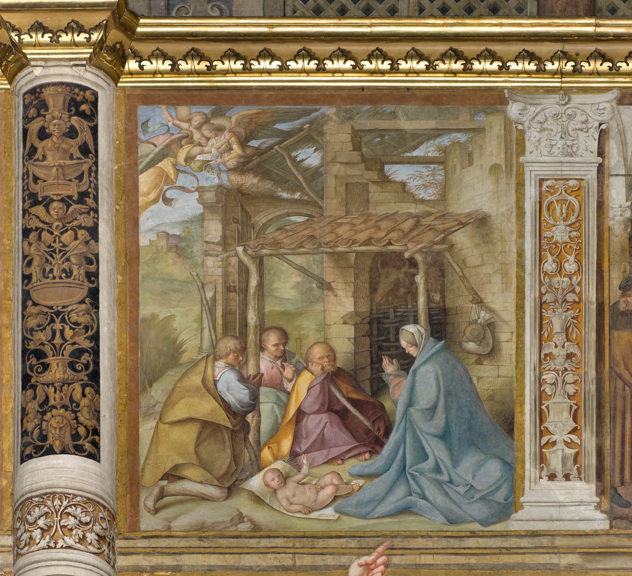 Central Aave, negyedik északi szakasz, a Pásztorok imádása, Boccaccio Boccaccino 1516-17 alkotó: Boccaccio Boccaccino