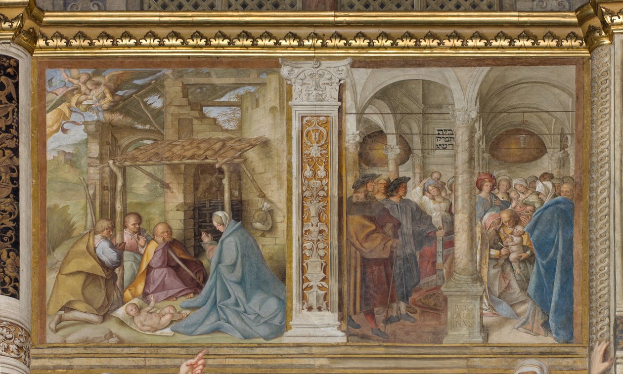 Central Aave, negyedik északi szakasz, a pásztorok imádása, körülmetélés, Boccaccio Boccaccino 1516-1717 alkotó: Boccaccio Boccaccino