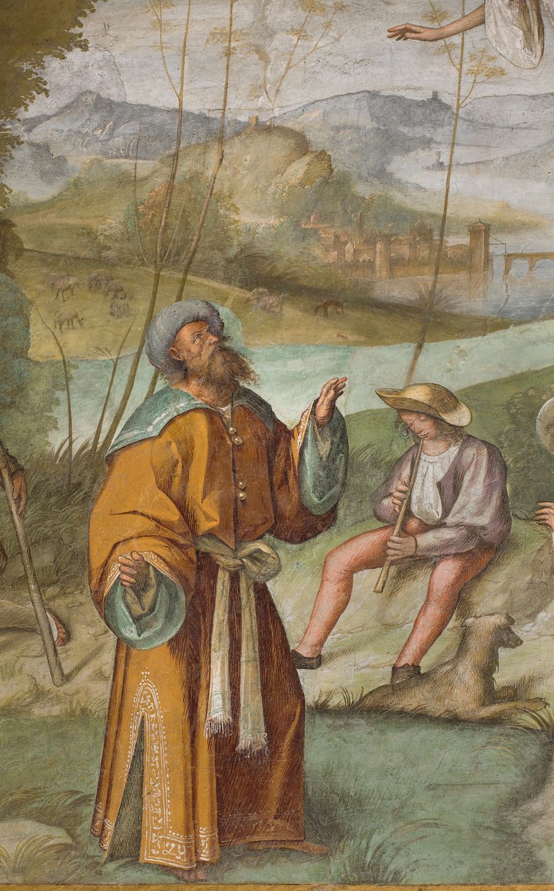 Középfolyosó, első északi szakasz, közlemény Gioacchinónak, Boccaccio Boccaccino 1514-15, részlet alkotó: Boccaccio Boccaccino