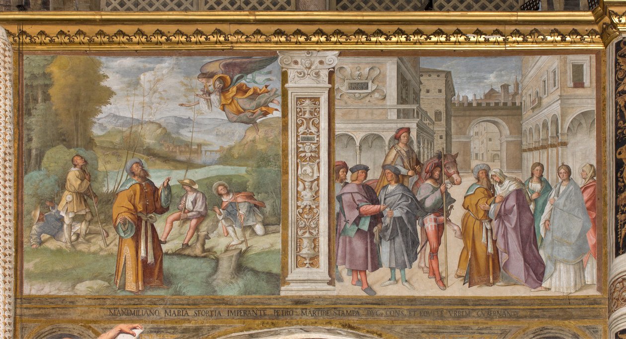 Központi hajó, első északi szakasz, közlemény Joachimnak, Szent Joachim és Szent Anna találkozása az Aranykapunál, Boccaccio Boccaccino 1514-1515 alkotó: Boccaccio Boccaccino