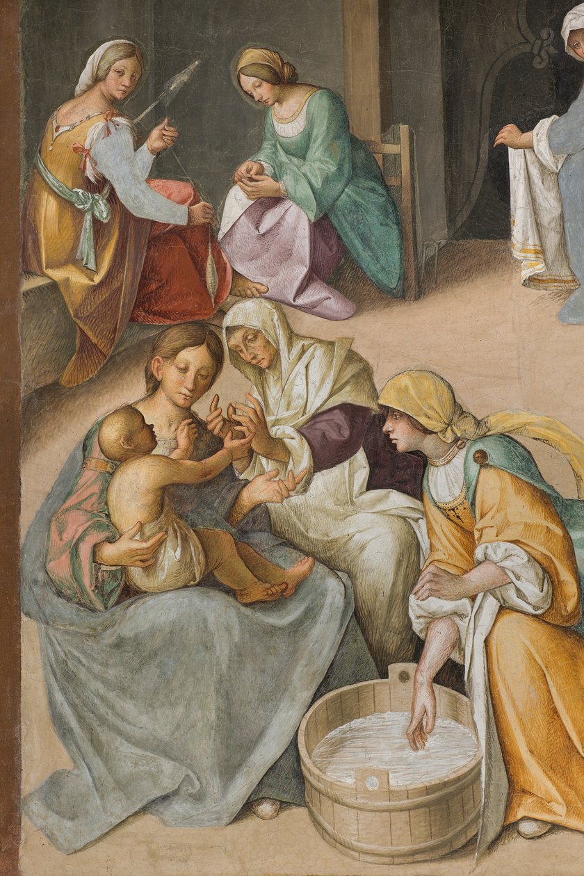 Központi hajó, második északi szakasz, a Szűz születése, Boccaccio Boccaccino 1514-15, részlet alkotó: Boccaccio Boccaccino