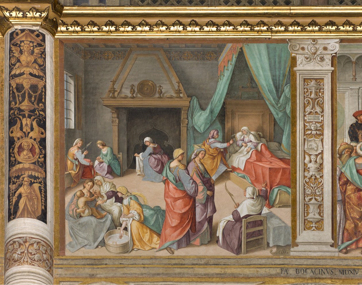 Középhajó, második északi szakasz, a Szűz születése, Boccaccio Boccaccino 1514-1515 alkotó: Boccaccio Boccaccino