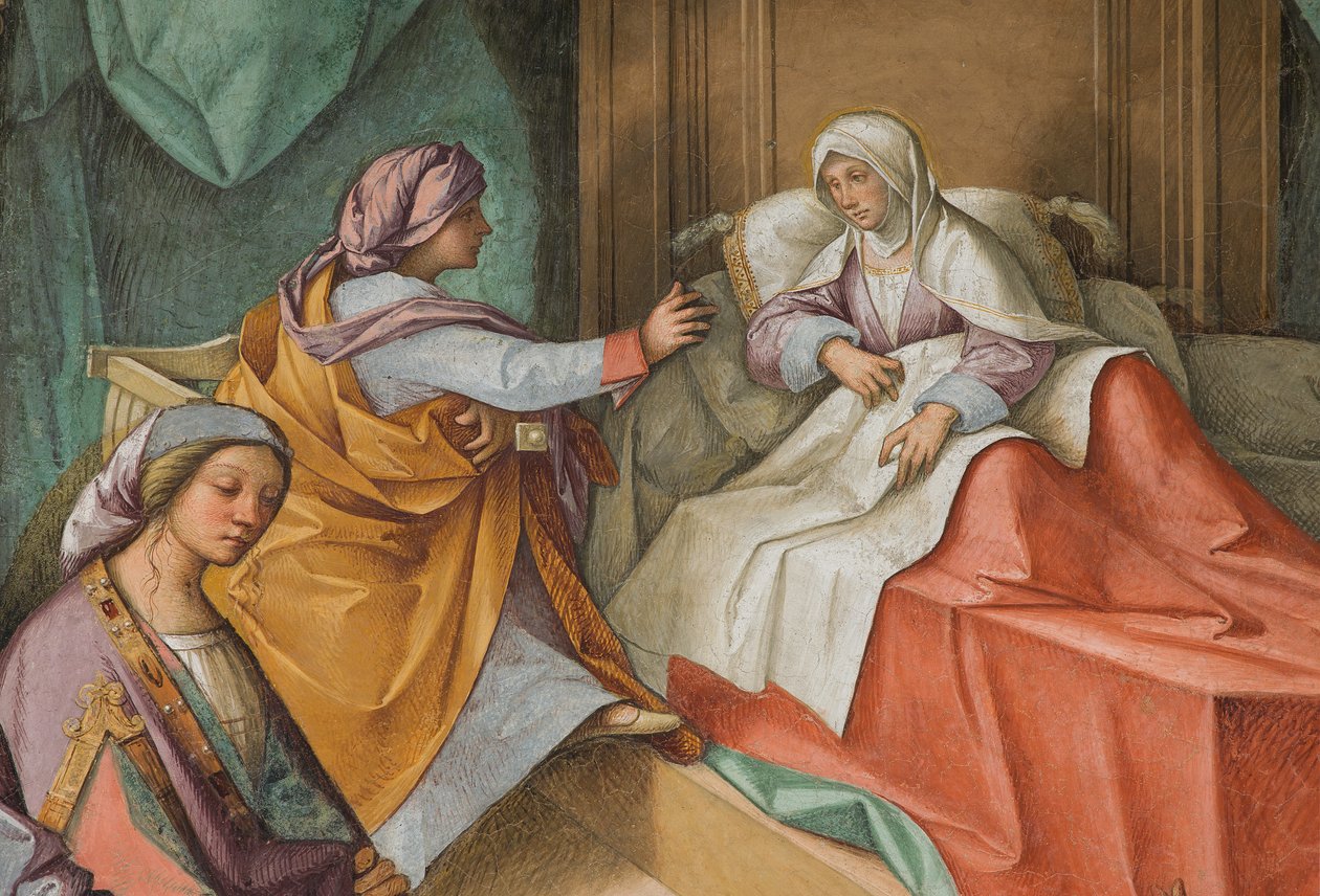 Központi hajó, második északi szakasz, a Szűz születése, Boccaccio Boccaccino 1514-15, részlet alkotó: Boccaccio Boccaccino