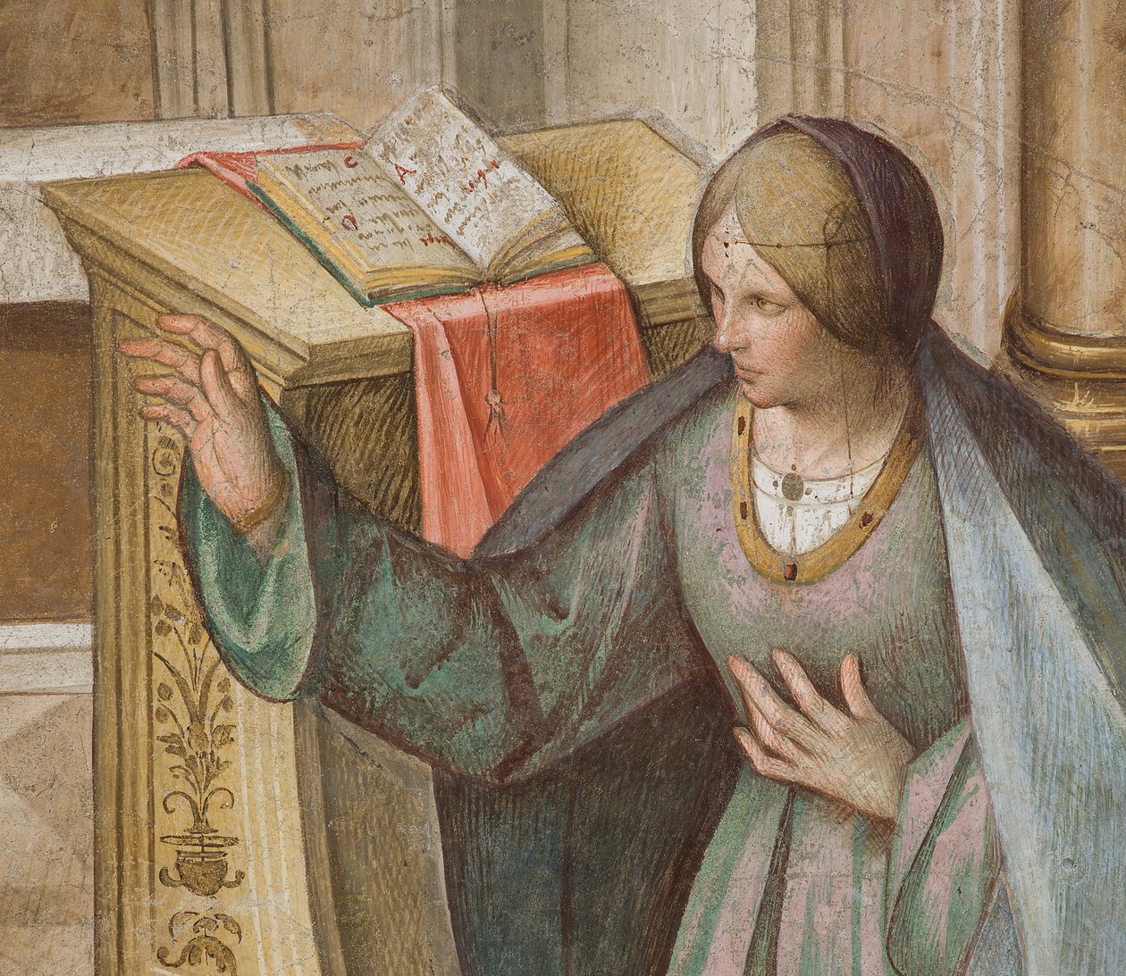 Központi hajó, harmadik északi szakasz, Angyali üdvözlet, Boccaccio Boccaccino 1516-17, részlet alkotó: Boccaccio Boccaccino