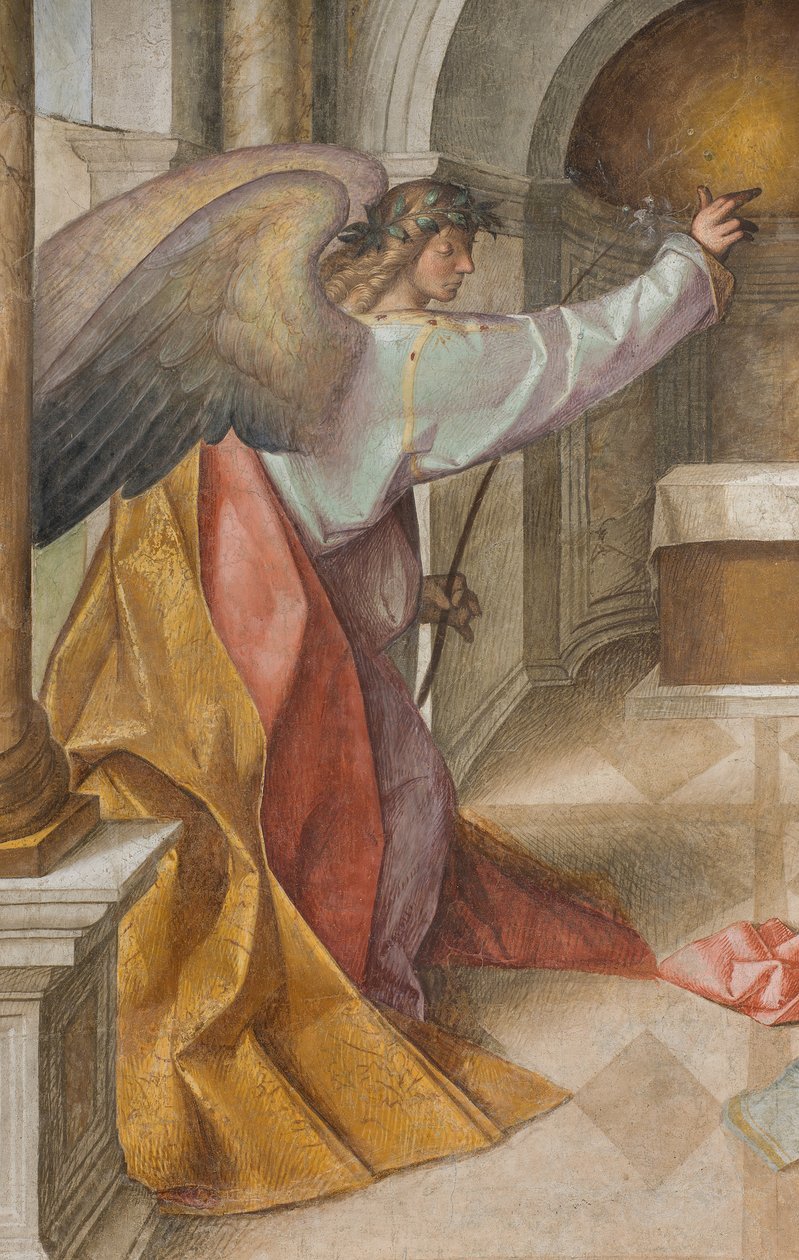 Központi hajó, harmadik északi szakasz, Angyali üdvözlet, Boccaccio Boccaccino 1516-17, részlet alkotó: Boccaccio Boccaccino