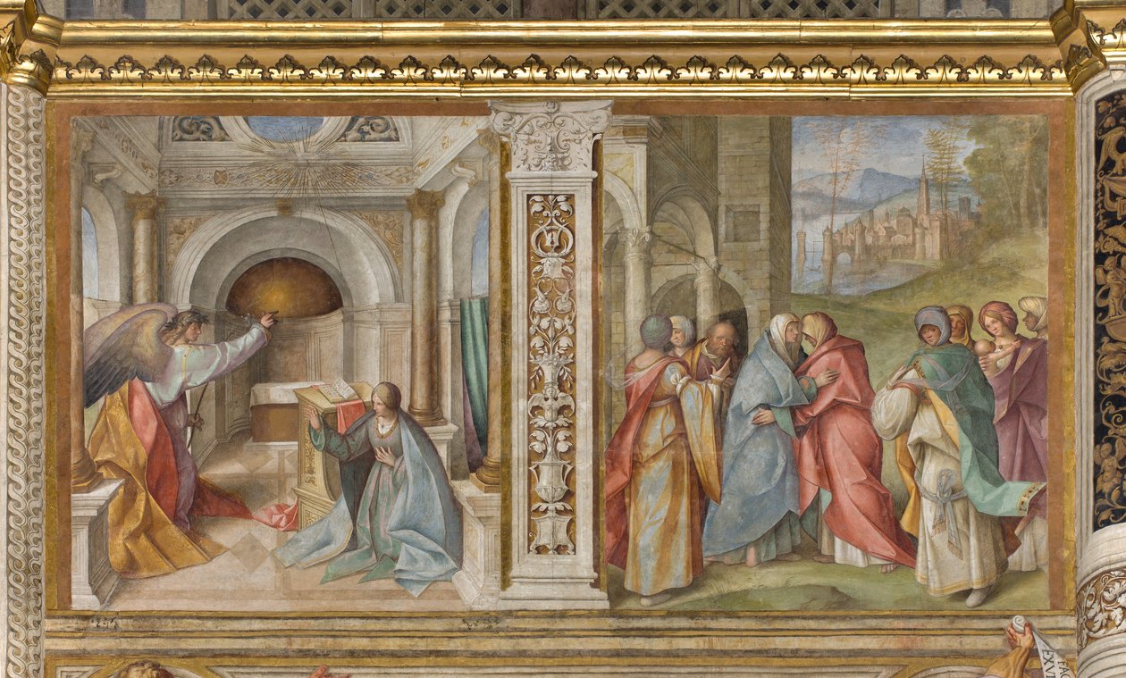 Középhajó, Harmadik északi szakasz, Angyali üdvözlet, Látogatás, Boccaccio Boccaccino 1516-17 alkotó: Boccaccio Boccaccino