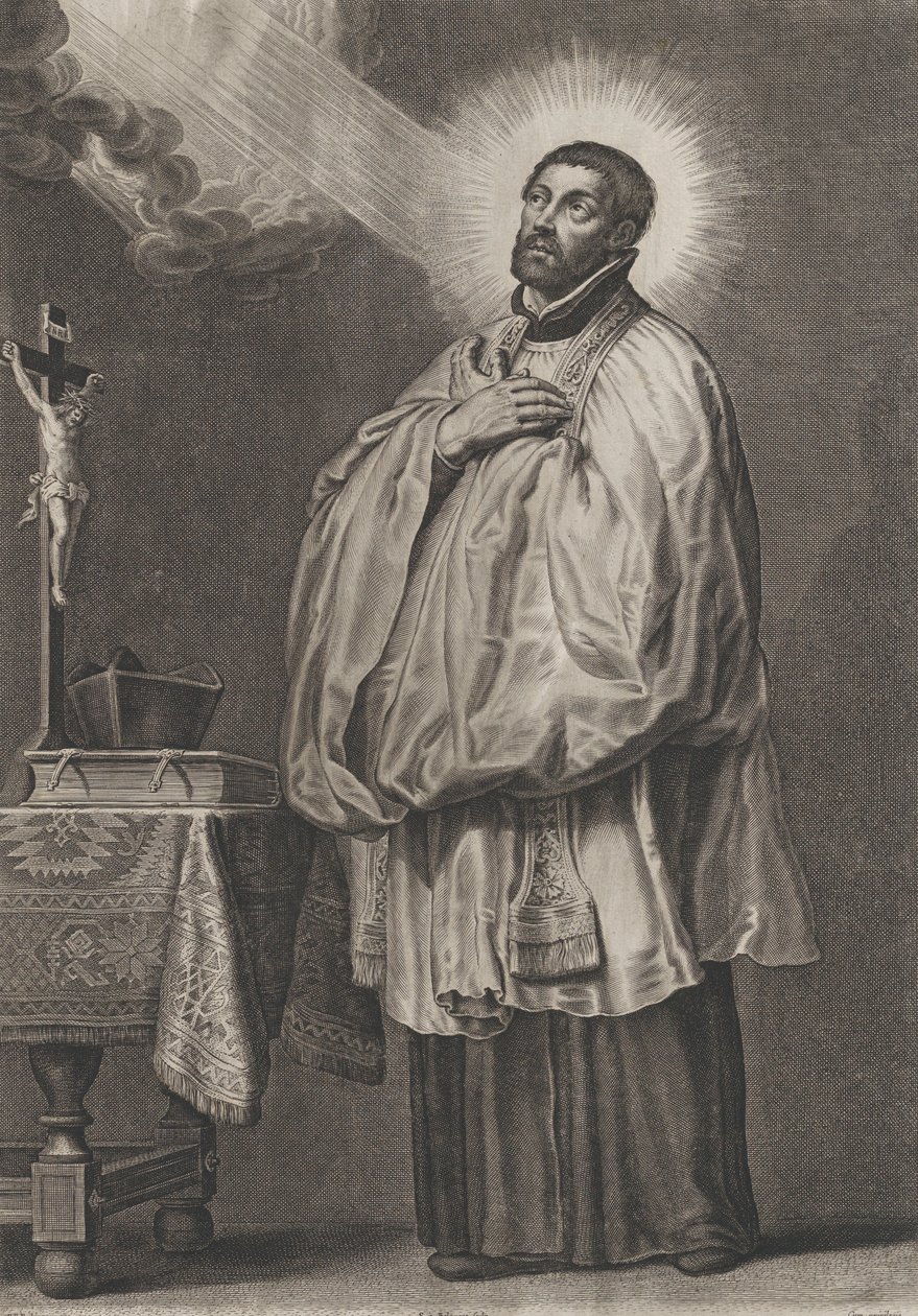 Xavéri Szent Ferenc bal felső felől isteni fénnyel felébredve,..., kb. 1623-33. alkotó: Boetius Adams Bolswert