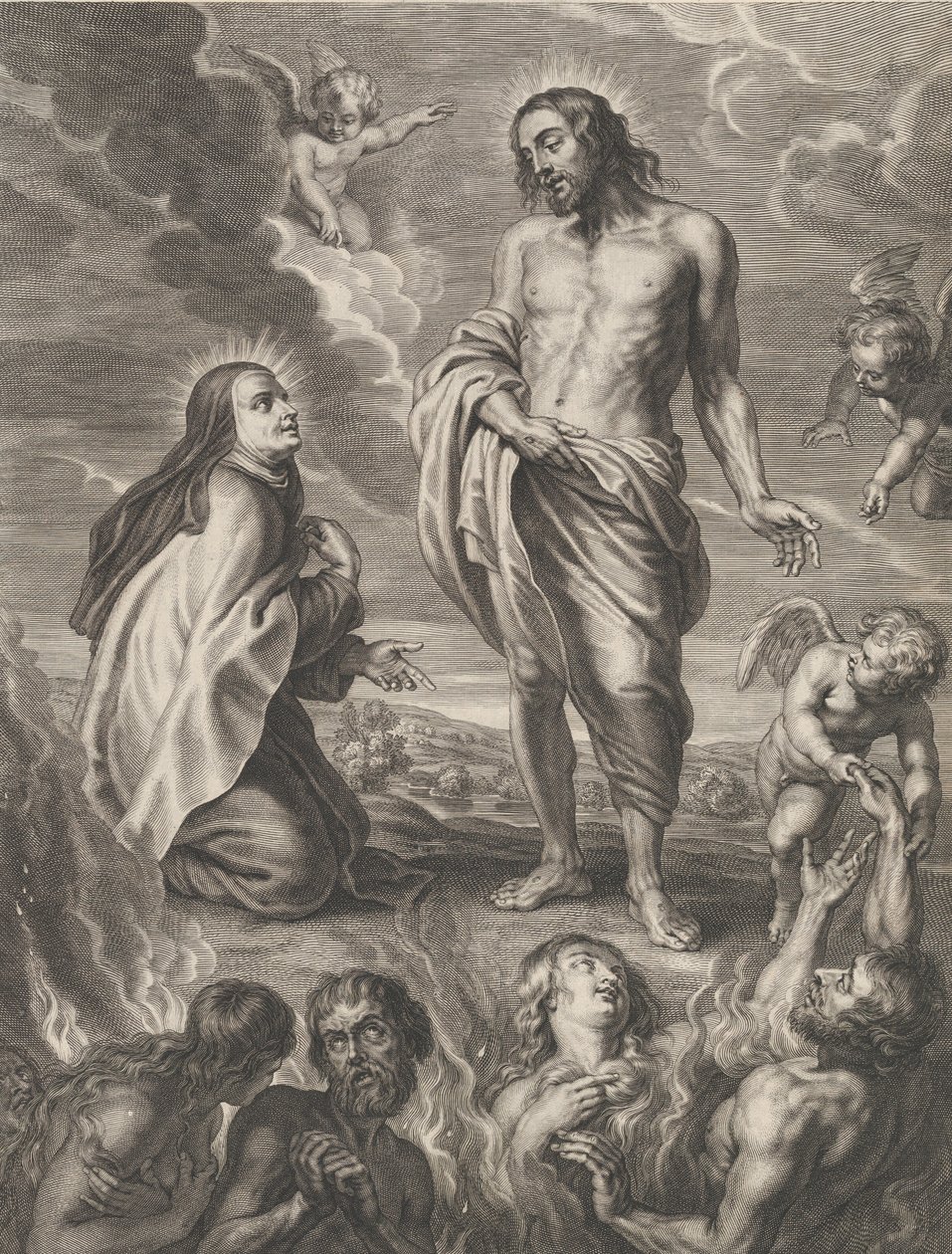 Avilai Szent Teréz közbenjáró Bernardino de Mendoza, kb. 1640-59. alkotó: Boetius Adams Bolswert