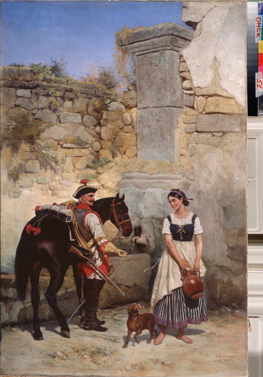 Jelenet a kútnál – Gottfried (Bogdan Pavlovich) Willewalde (1818-1903) festménye, olaj, vászon alkotó: Bogdan Willewalde