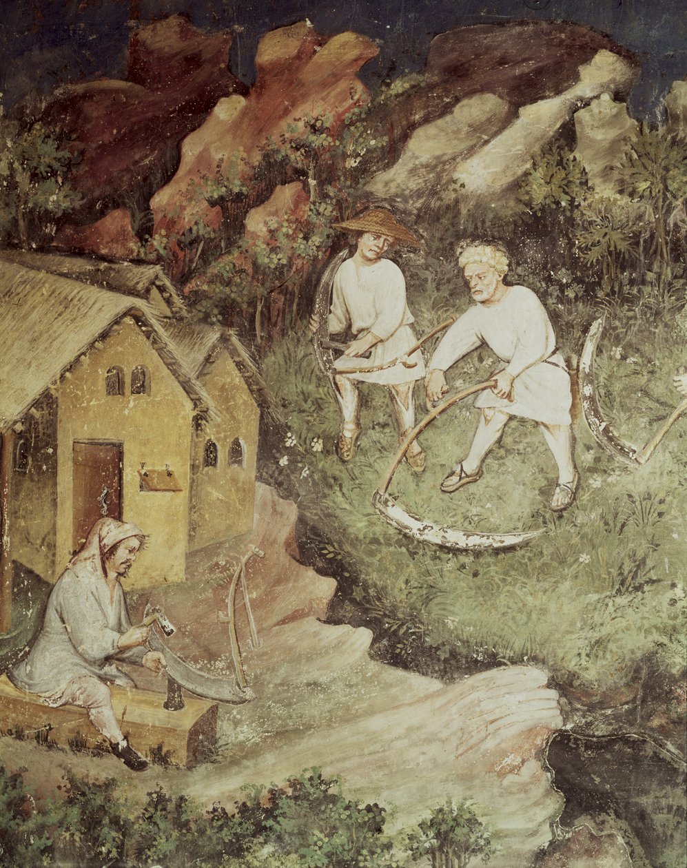 Július hónapja, az aratás részlete, 1400 körül alkotó: Bohemian School