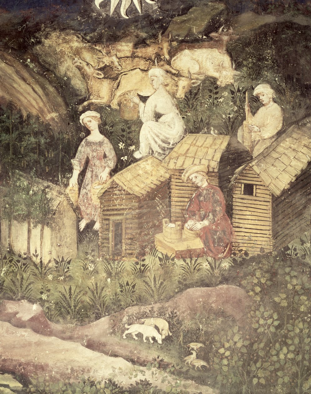 Június hónap, részlet a mézgyűjtésről, 1400 körül alkotó: Bohemian School