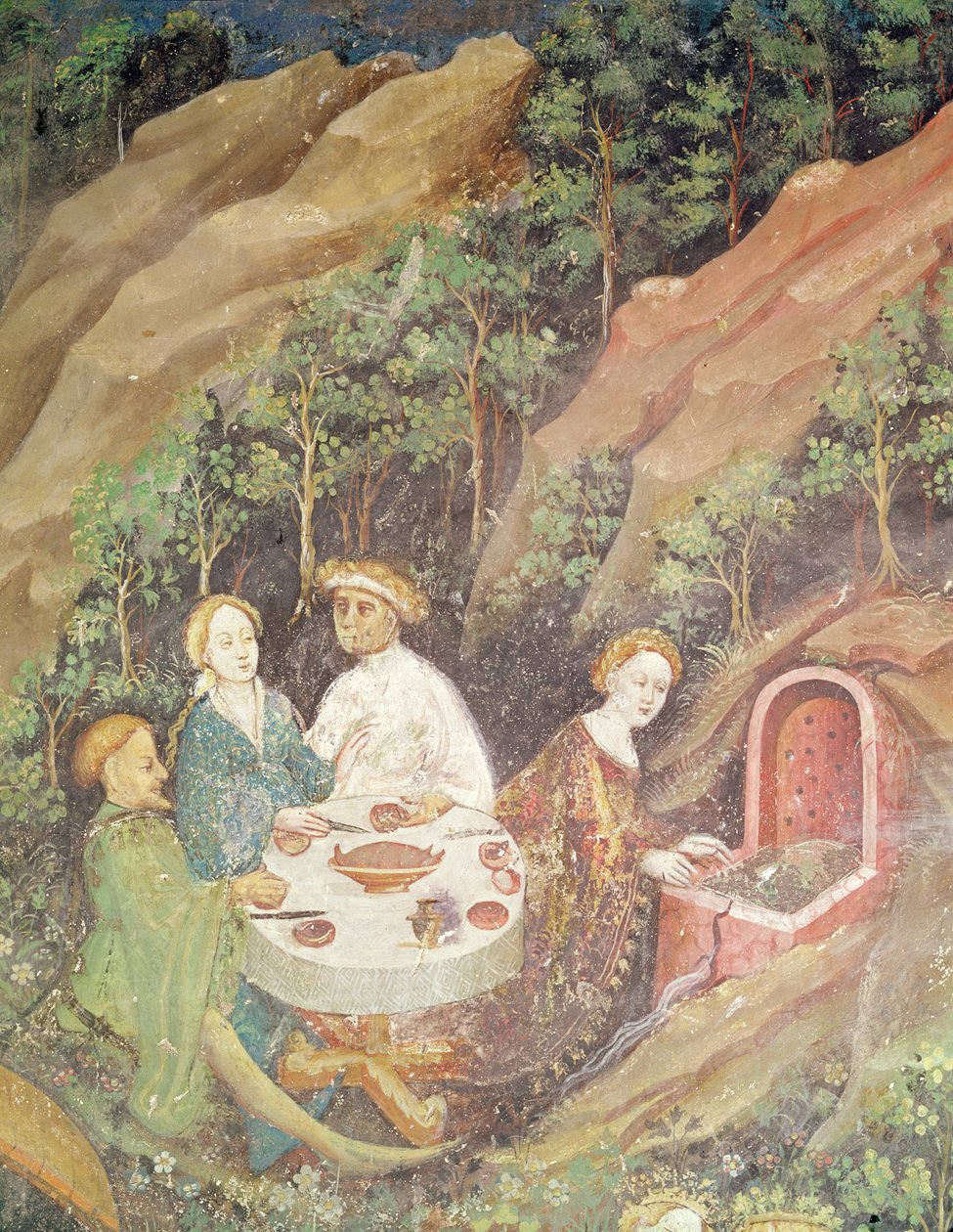 Május hónap, egy piknik grill részlete, 1400 körül (75565 részlet) alkotó: Bohemian School