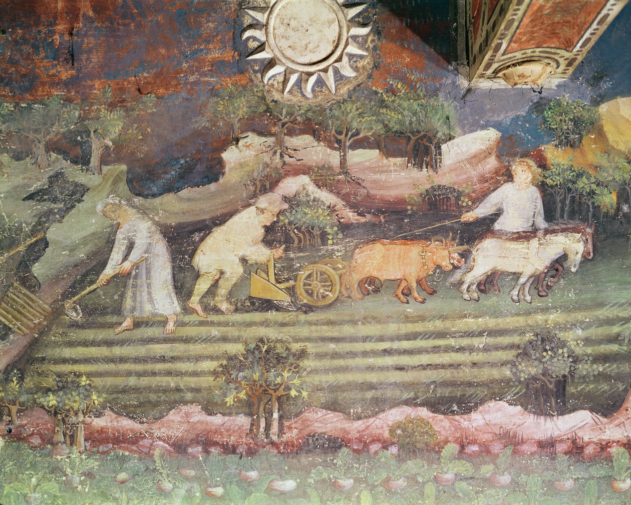 Szeptember hónap, szántás részlete, 1400 körül alkotó: Bohemian School