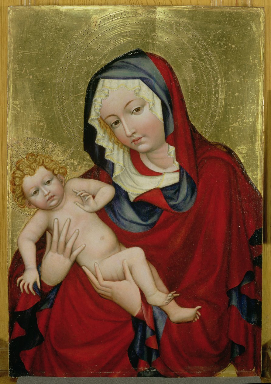 Szűz és gyermek, 1400 körül (tempera és aranylevél a panelen) alkotó: Bohemian School