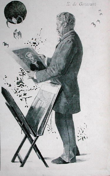 Edmond Huot de Goncourt (1822-96), borítóillusztráció a „La Revue Illustree”-ből. 1888. április 15. (litho) alkotó: Boileau Boileau
