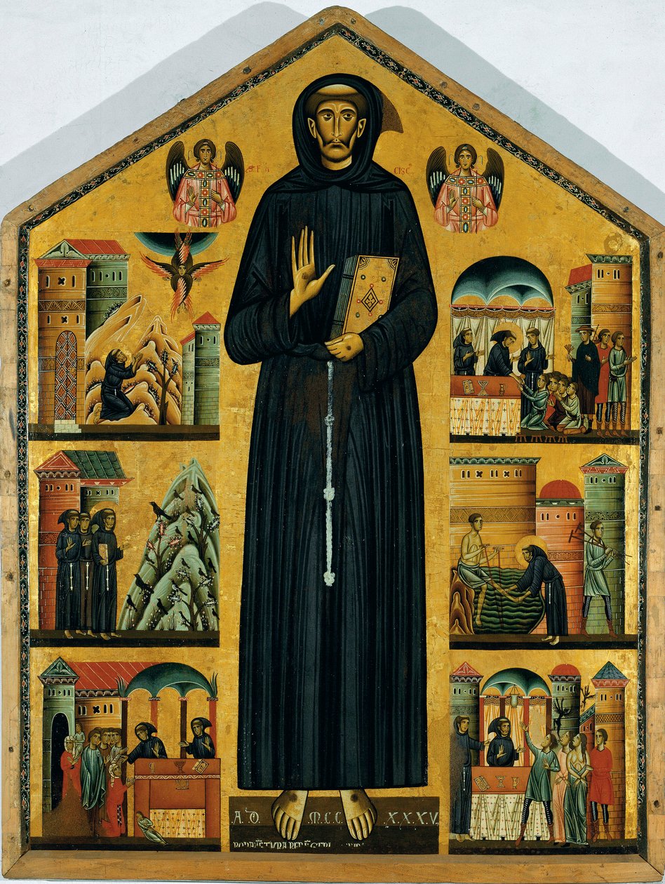 Assisi Szent Ferenc élete. (Festmény fára) 1235 alkotó: Bonaventura Berlinghieri
