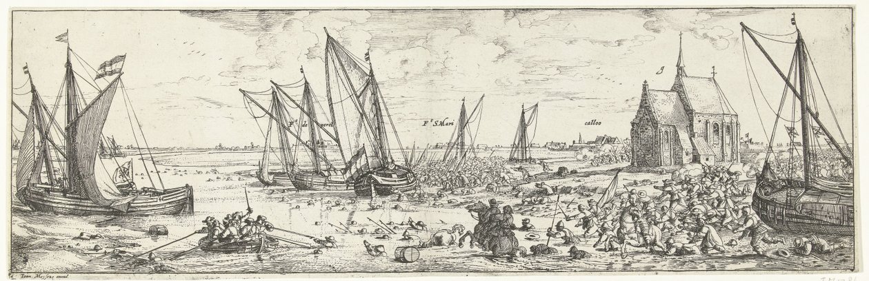 Sikertelen támadás a Kallo-erőd ellen, 1638 alkotó: Bonaventura Peeters (I)