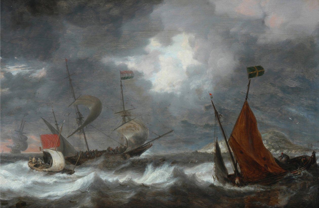 Tengeri vihar vitorlás hajókkal, c. 1645 alkotó: Bonaventura Peeters the Elder