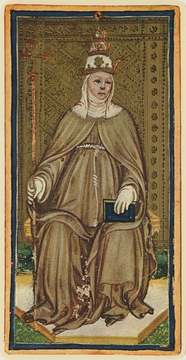A pápaszemes, a "Visconti" pakli egyik tarot kártyájának fascimile változata, 1441-47. alkotó: Bonifacio Bembo