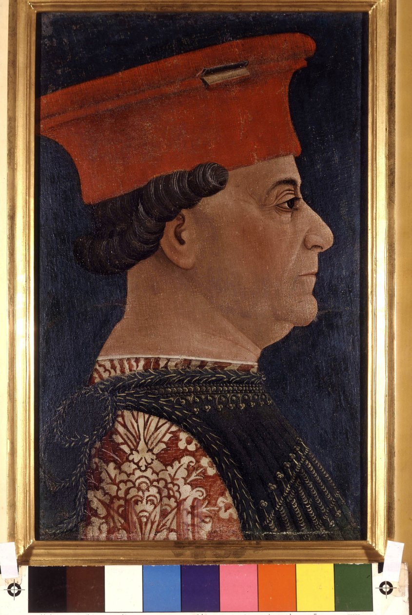 Francesco Sforza (1401 - 1466) portréja, Bonifacio Bembo 1470 körül. Brera Művészeti Galéria, Milánó. alkotó: Bonifacio Bembo