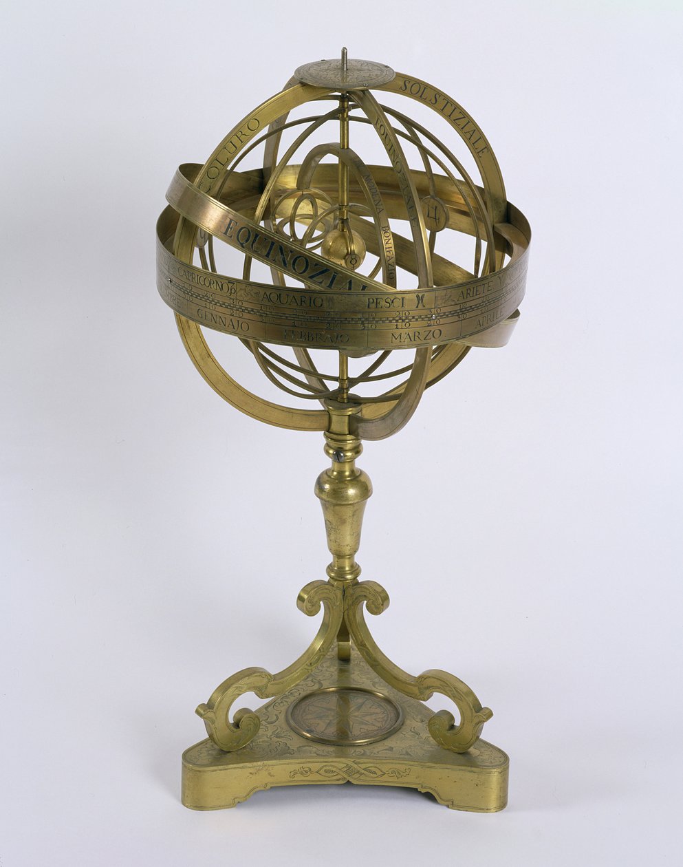 A kopernikuszi rendszer karéjgömbje, 1764 (bronz) alkotó: Bonifazio Borsari