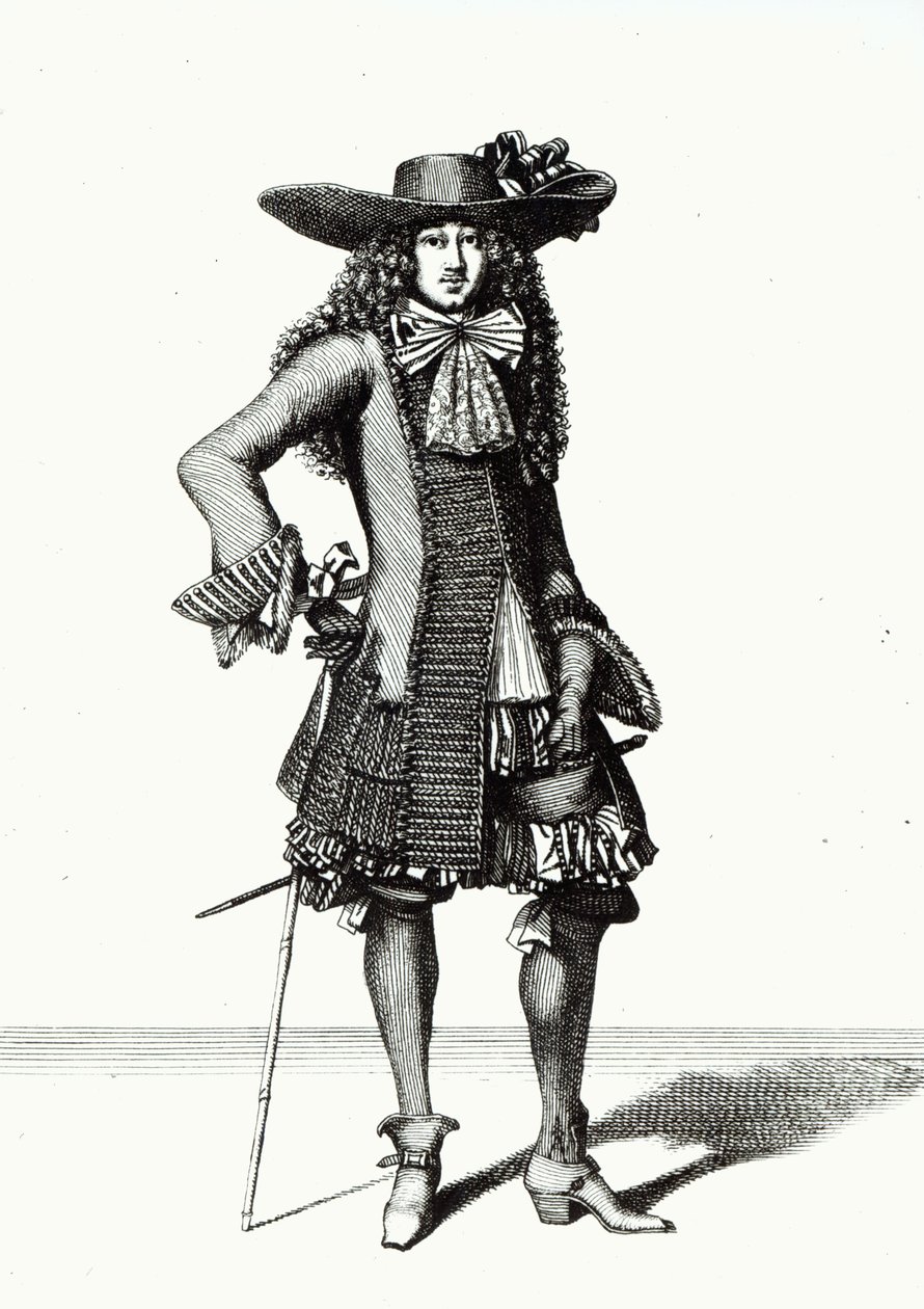 A nyári kard ruha, 1675 (bw print) alkotó: Nicolas Bonnart