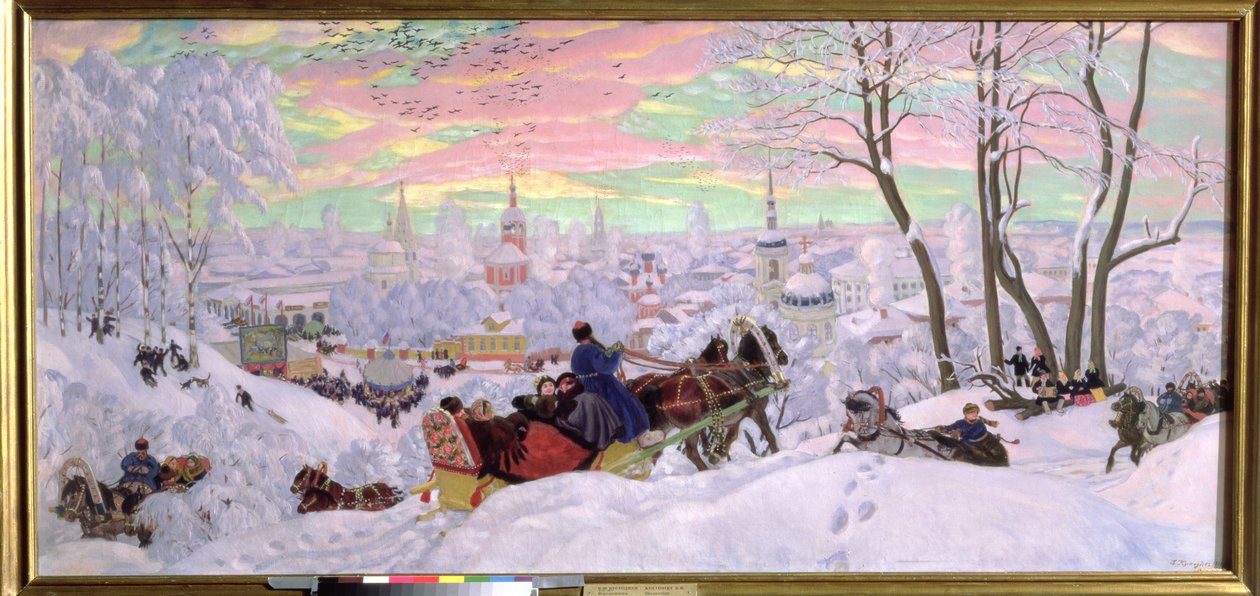 Húshagyó-dagály, 1916 alkotó: Boris Mikhailovich Kustodiev