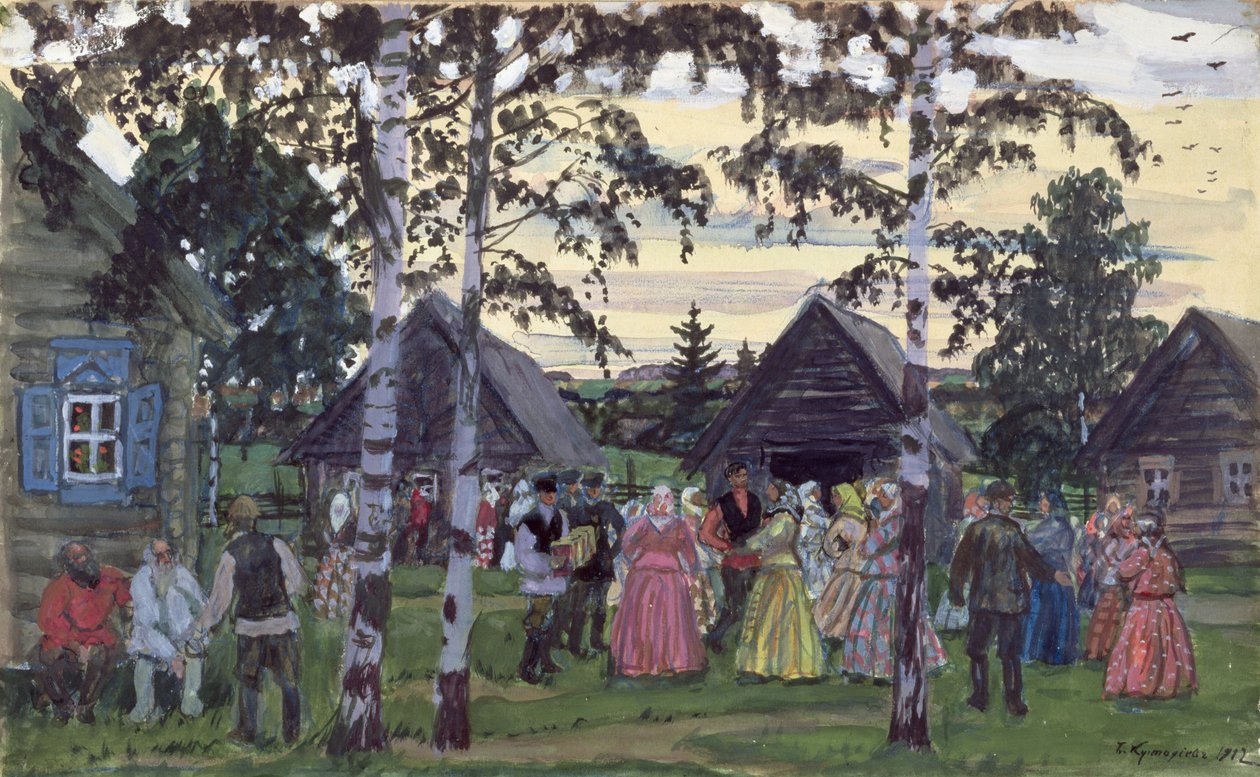 A Khorovod, 1912 alkotó: Boris Mikhailovich Kustodiev