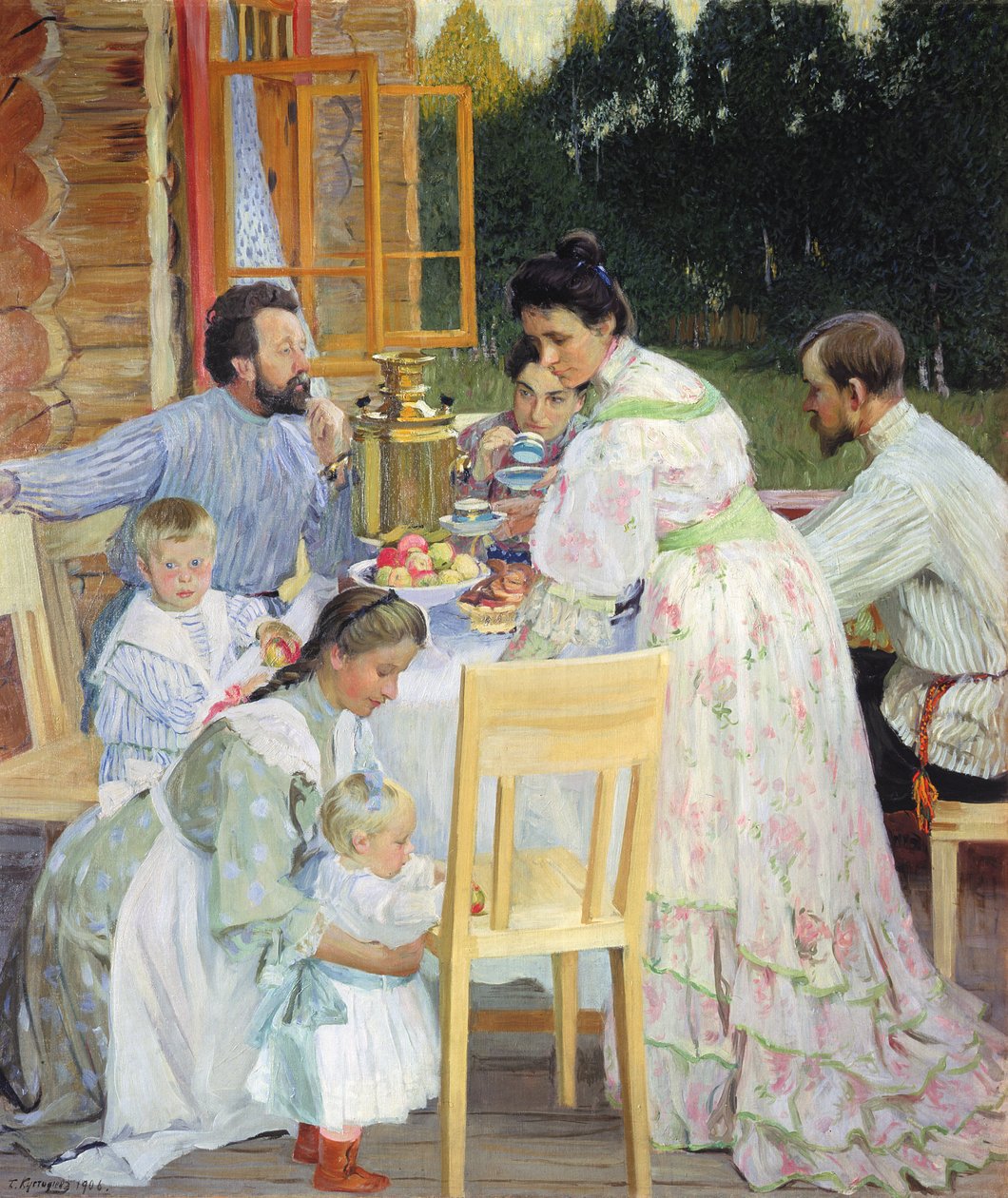 A teraszon, 1906 alkotó: Boris Mikhailovich Kustodiev