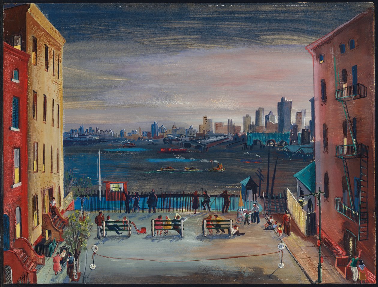 Brooklyn Heights, 1935 körül (papíron gouache-szal) alkotó: Boris Dmitrievich Grigoriev