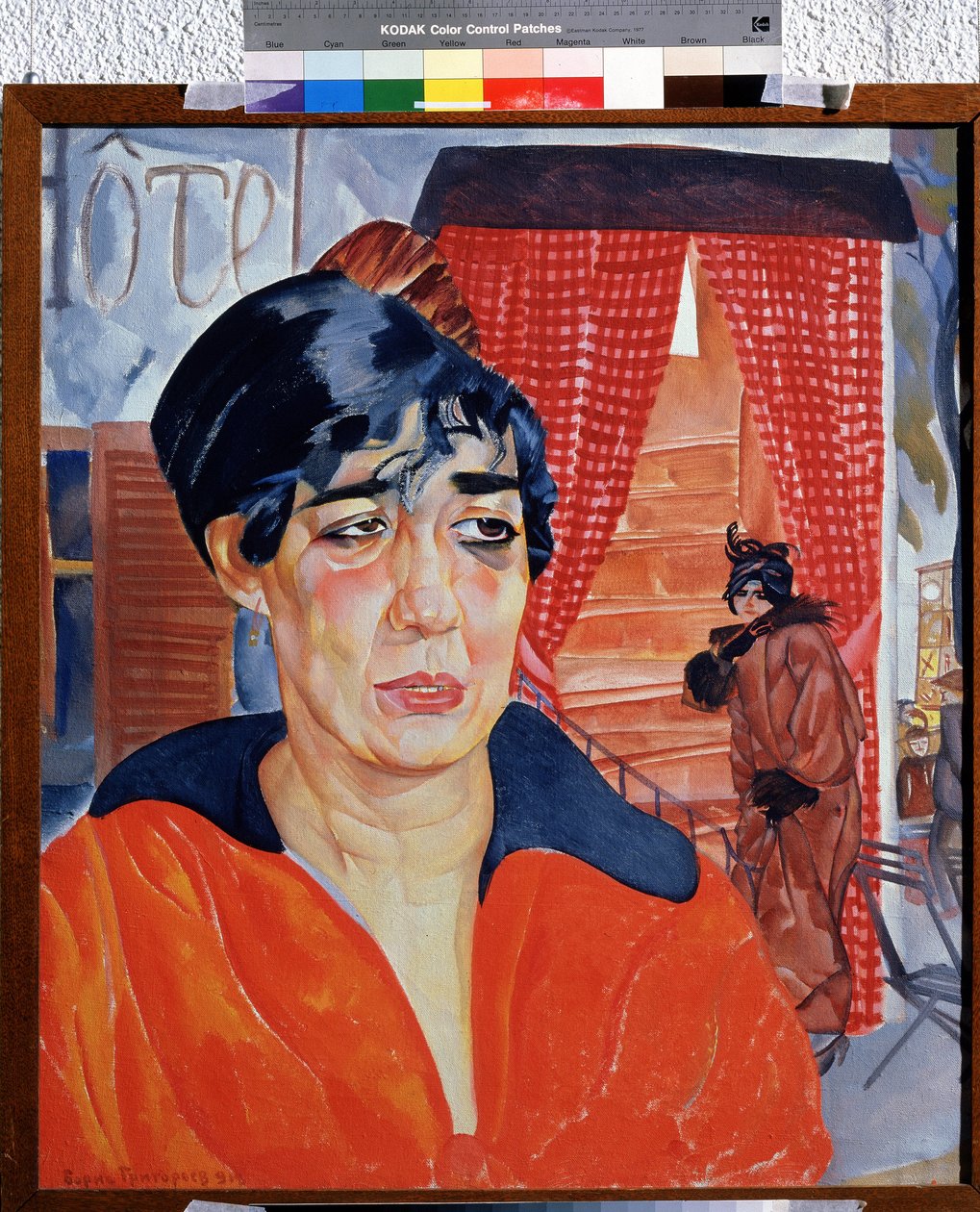 Concierge Párizsban (Concierge Párizsban). Borisz Dmitrijevics Grigorjev (1886-1939) munkája, akvarell és gouache papíron alkotó: Boris Dmitrievich Grigoriev