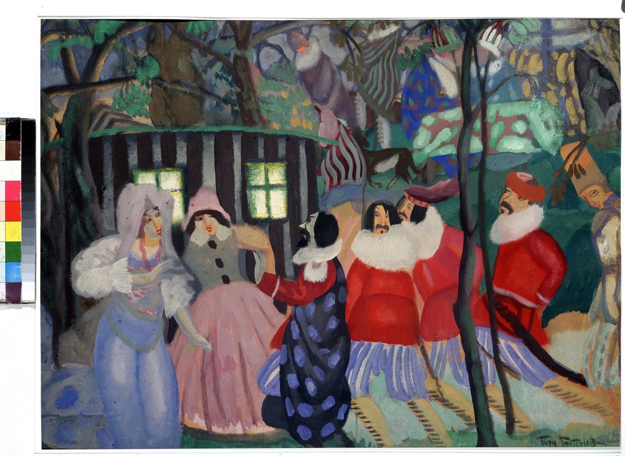 A hódítók (The Conquerors). Borisz Dmitrijevics Grigorjev (1886-1939) alkotása, gouache kartonon alkotó: Boris Dmitrievich Grigoriev