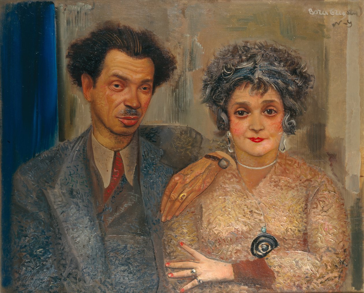 Nikiolai Remizov művész portréja 1887-1975 feleségével, 1926-1933 között alkotó: Boris Dmitrievich Grigoriev