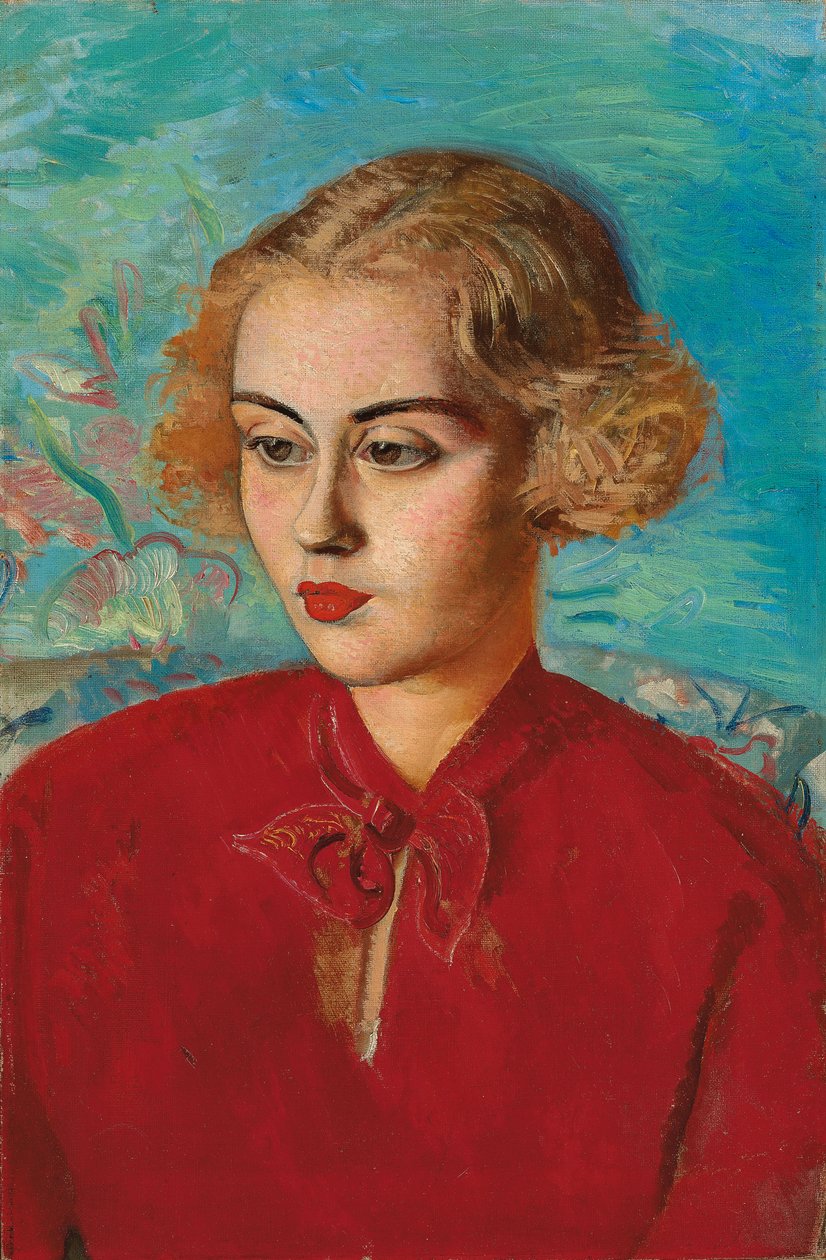 Piros ruhás nő alkotó: Boris Dmitrievich Grigoriev
