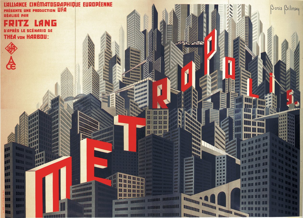 Fritz Lang Metropolis című filmplakátja, 1926 alkotó: Boris Konstantinovich Bilinsky