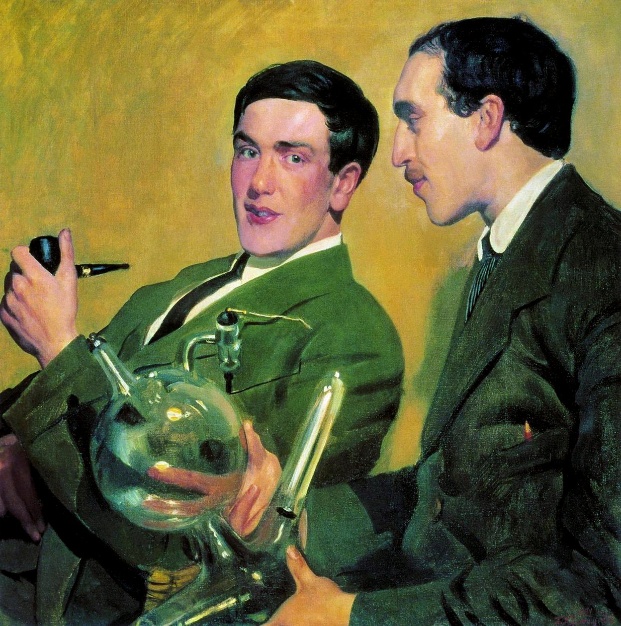 A fizikusok Pjotr Kapitsa 1894-1984 és Nyikolaj Szemjonov 1896-1986, 1921. alkotó: Boris Mikhailovich Kustodiev