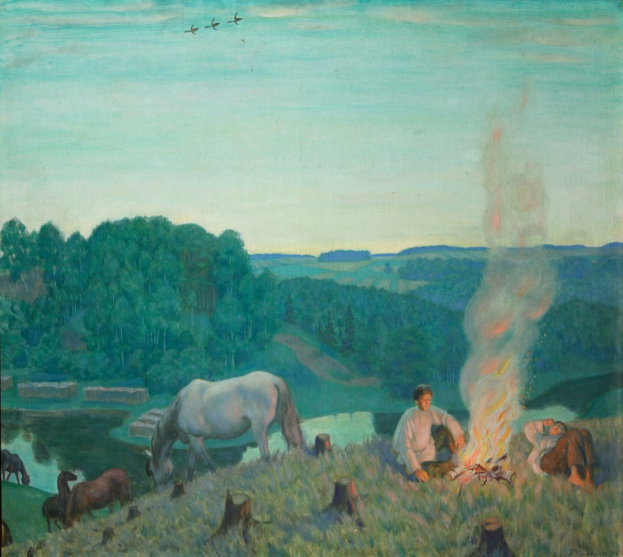 Tábortűz, 1916 alkotó: Boris Mikhailovich Kustodiev