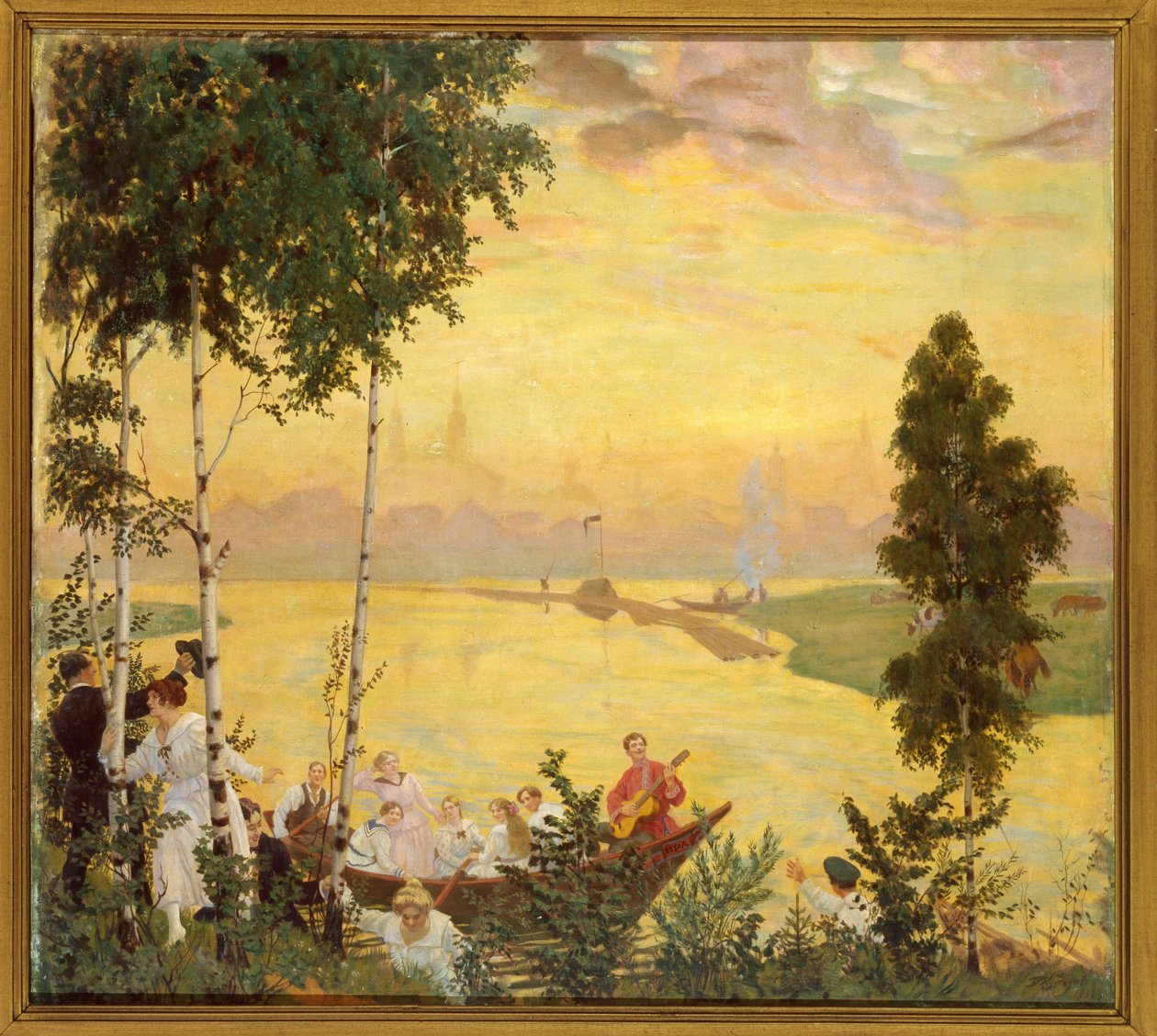 Kirándulás a vidékre (Country Trip). Borisz Michaylovich Kustodiev (Kustodiev) (1878-1927) festménye, olaj, vászon alkotó: Boris Mikhailovich Kustodiev