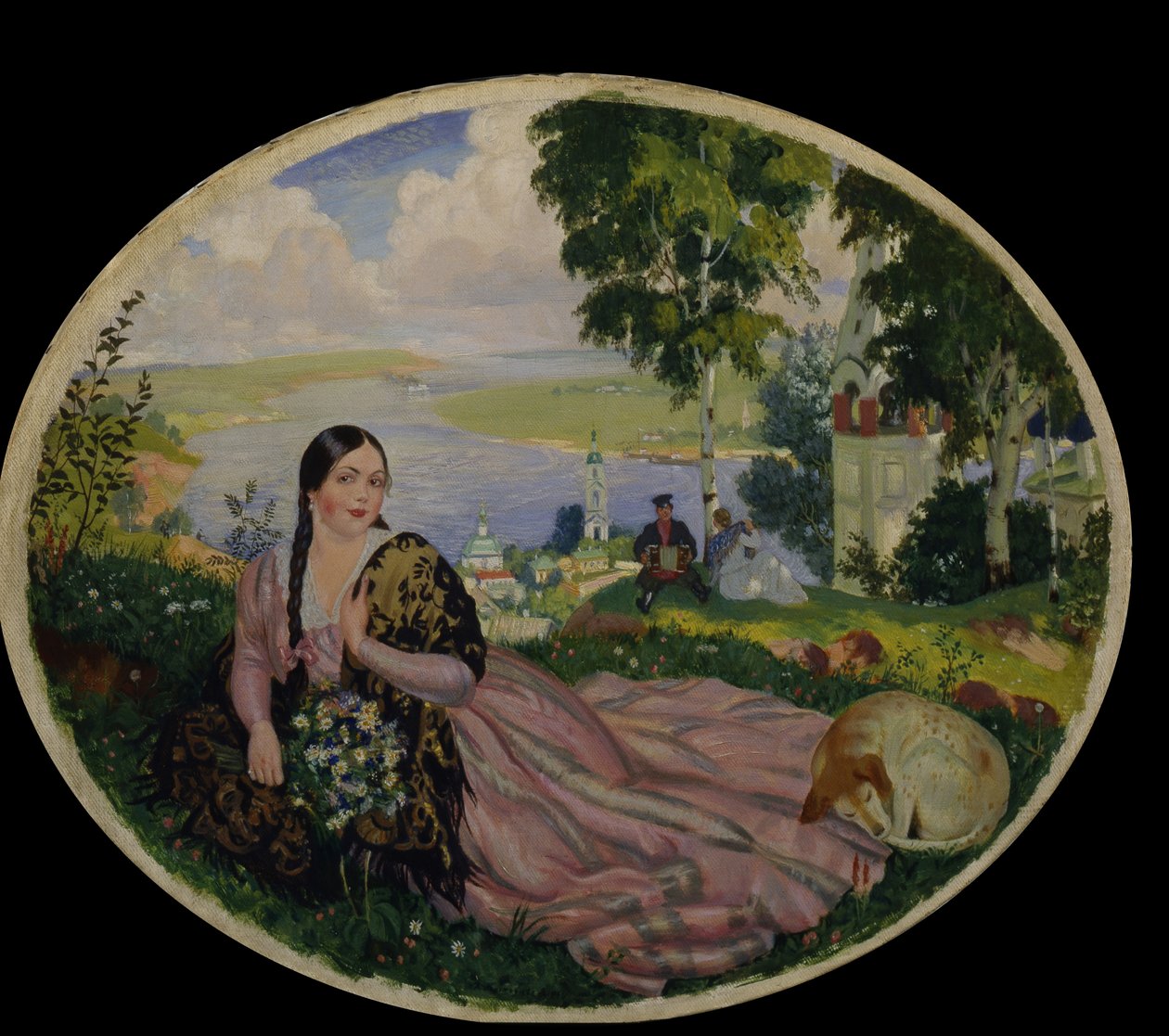 Lány a Volgánál, 1915 alkotó: Boris Mikhailovich Kustodiev
