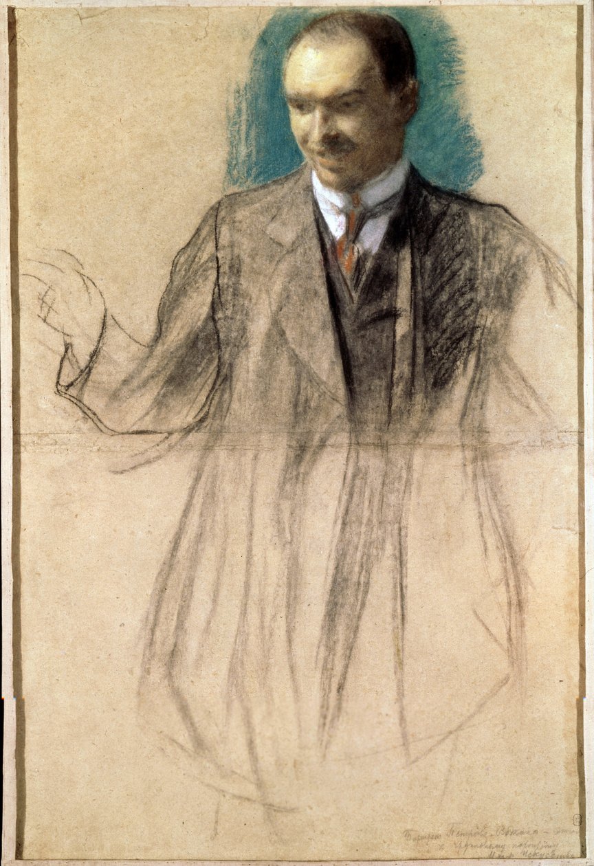 Kouzma Petrov-Vodkine (Petrov Vodkine) művész (1878-1939) portréja. (Kusma Petrov Vodkin művész portréja). Borisz Michaylovich Kustodiev (Koustodiev) (1878-1927) életműve, pasztell, sur karton alkotó: Boris Mikhailovich Kustodiev