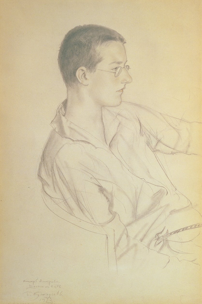 Dmitrij Dmitrijevics Sosztakovics (1906-75) portréja, 1923 (ceruza papíron) alkotó: Boris Mikhailovich Kustodiev