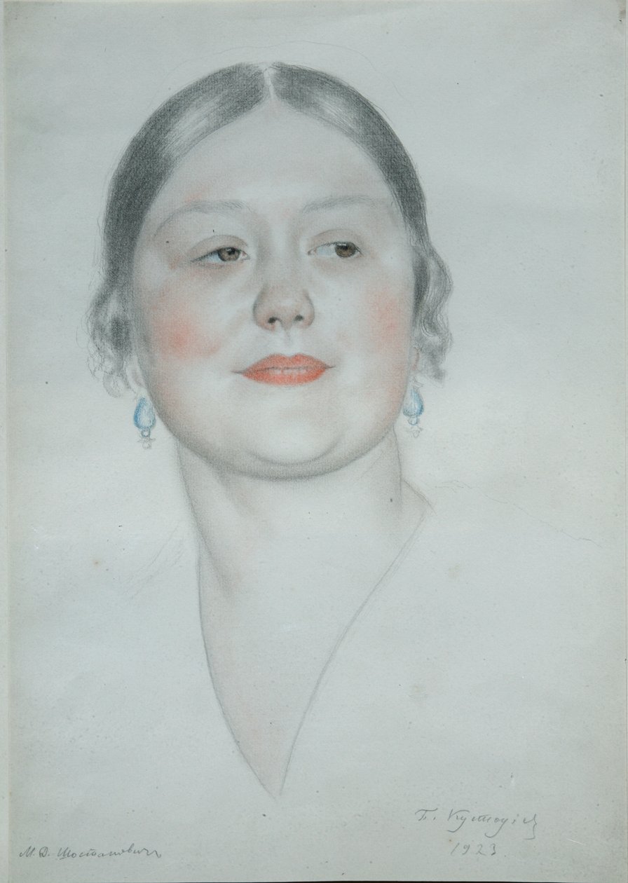 Maria Dmitrievna Sosztakovics portréja, 1923 alkotó: Boris Mikhailovich Kustodiev